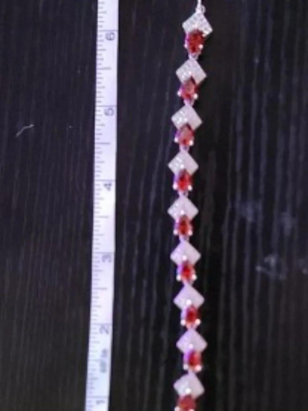 Silver Bracelet with Deep Red Garnet Stones